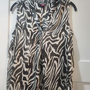 Vince Camuto Black and White Animal Print Blouse